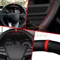 Special Carbon Fiber Steering Cover with Red Lining,Red Patti and Red Thread With Carbon